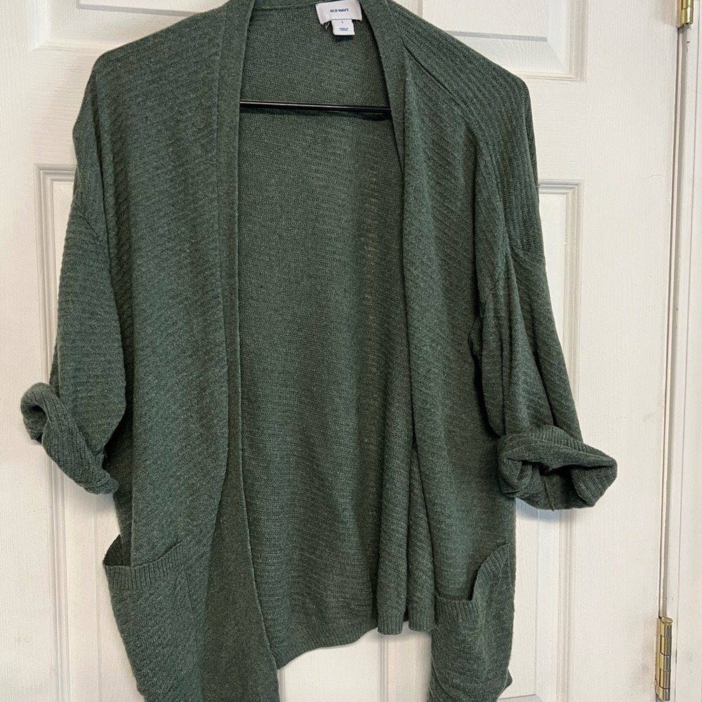 Old Navy Olive Green 3/4 sleeves Lightweight Cardigan